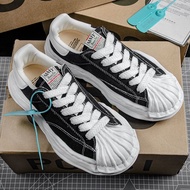 DPSGG | รองเท้าผ้าใบทรงหอย Mmy สำหรับผู้ชายและผู้หญิง ส้นหนา สวมใส่สบาย ทรงลำลอง สไตล์เดนิม สีพื้น ร