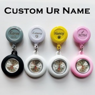 {Miracle Watch Store} Personalized Customized Engraved with Your Name Silicone Lapel Clip Retractable Stretchable Adjustable Fob Nurse Watch