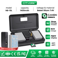 Cityork 1400mAh NB-10L NB 10L Camera Battery + LCD Smart Multifunction Box Charger For Canon G15 G16