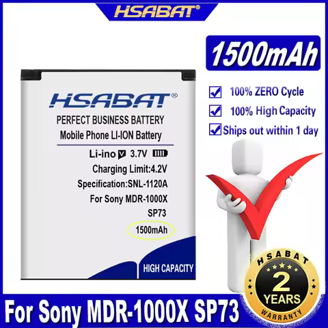 HSABAT SP73 SP-73 1500mAh Battery for Sony MDR-1000X, PHA-1, PHA-2, WH-1000XM2, MDR-1ABT, SRS-BTS50,