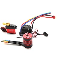 HUIOP 1/10 RC car Motor 3650 Brushless Motor 3600KV Waterproof Motor 60A ESC T Plug 25KG Servo for 1