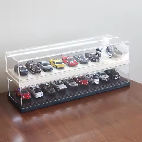 1:64 Car Model Storage Box with Lighted Leather Base and Acrylic Display Case, Car Model Not Include