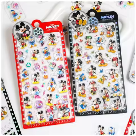 2pcs Kawaii Mickey Minnie Stitch 3d Relief Crystal Sticker Cute Diy Mobile Phone Decor Stickers Stud