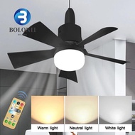 BO Wireless Fans Lighting, E27 Base 30W LED Ceiling Fan Light, Smart Silent Dimmable Remote Control Fan Lamp Restaurant