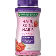 Bounty Optimal Solutions Advanced Hair, , Nails, 2X Biotin, 80 Strawberry Gummies, 40 Total Servings