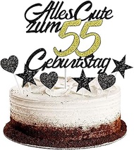 Conruich Cake Decoration 55th Birthday Man Cake Decoration Happy 55th Birthday Black Glitter Cake To