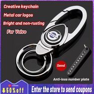 คุณภาพสูงใหม่โลหะผสมหนังโลโก้รถ Keyring พวงกุญแจโลหะพวงกุญแจโลหะพวงกุญแจสำหรับ Volvo 850 C30 S60 S80