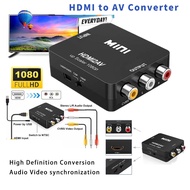 (Ready Stock)HDMI to AV RCA Converter Box 1080P - HDMI2AV Adapter for TV Box, Old TV, Laptop - NTSC/