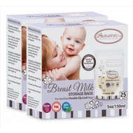 Autumnz -DOUBLE Zip Lock B/milk Storage Bag (2 PACKS) *5oz(25 bags)* (NEW)