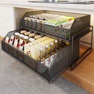 [48H Shipping] Pull-out rack in kitchen cabinet, double-layer spice bottle storage rack, under-sink 