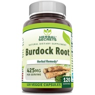 Herbal Secrets Burdock Root Supplement | 425 Mg Per Serving | 120 Veggie Capsules | | Gluten Free | 