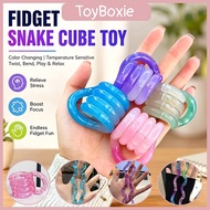 4PCS Fidget Snake Cube Toy Twist Tangle Fidget Toy Relieve Stress Thermal Color-changing Effect