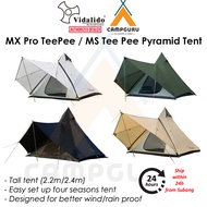 VIDALIDO Teepee MS / Teepee MX Pro Indian Style Pyramid Tent Double Layer Family Tent Tipi Outdoor C