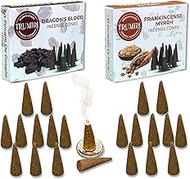 Incense Cones - Combo Pack of 20 Cone Incense - 10 Frankincense Myrrh + 10 Dragons Blood - Insence Cones - Incense Cones Scented - Cone Incense Scents - Insense Cones - Incent Cone