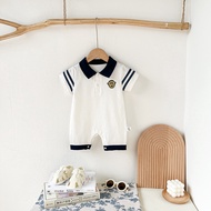 British Style Newborn Bodysuit Summer Short Sleeve Baby Clothes Handsome Gentleman Romper Boy Baby R