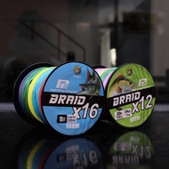 BingoLife Braided FishingTALI PE X12 X16 100m Strong Abrasion Resistant Pull Power 11.3kg~115kg For 