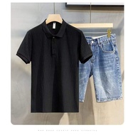 XIAXUANQI | Elastic Stripe Light Mature British Style Polo Shirt