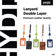 HYDT Adjustable Badge ID Card Holder With Zip & Yoyo Leather Quality Employee Work Vertical Holders 