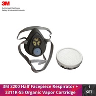 3200 Single Cartridge Half Facepiece Respirators + 3M 3311K-55 Organic Vapor Cartridge (SET)