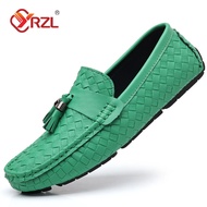 YRZL Green Loafers Men Handmade Leather Loafers Shoes Slip on Casual Driving Flats Comfortable Moccasins Big Size 48 Men Shoes