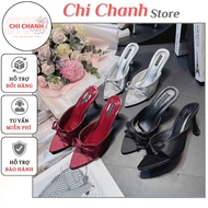 Beautiful bow-tie strappy clogs with 7cm high heels, new model, super comfortable to wear, flatterin