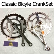 26 28 Classic Bicyle Crank Set Piring Basikal tua OLD TYPE Basic Sprocket Crankset Gear Satu bike