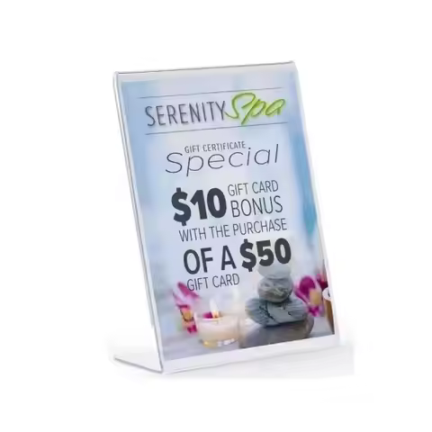 A4 Acrylic Sign Holder, Slant Back, Clear Photo Frame Desktop Menu Stand