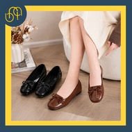 Glossy Jelly Ribbon Flat Shoes, Comfortable Bowknot Work Flatshoes Black BrownELEGAN S97 NaaiShop