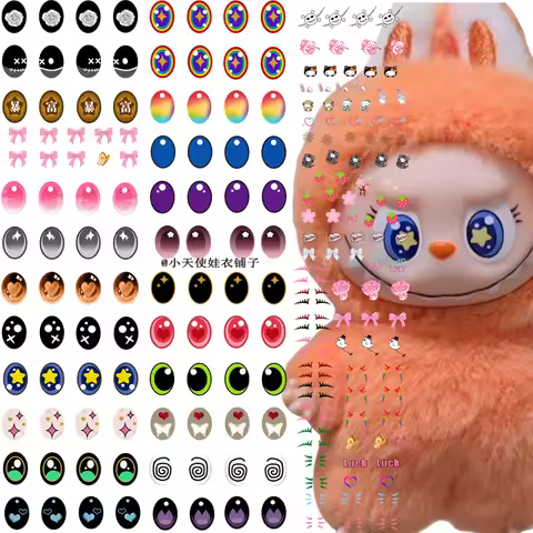 Labubu4.0 Heart Password Series eye stickers Diy Labubu Fabric Material Accessories Mokoko Hair Ball