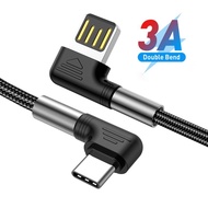 [HOT N] สาย USB C USB ชนิด C สายเคเบิลสำหรับ Xiaomi Samsung S21 S20 USB C สายชาร์จเร็ว3A 90องศาชาร์จสาย USB