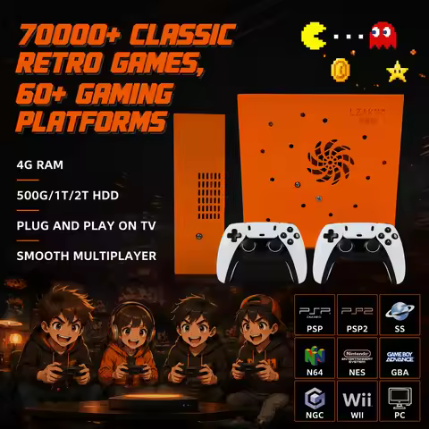 Plug and Play Retro Game Console M8 I3-3110M 85000+ Games 60+ Emulators Dual System 500GB HDD 4K TV 