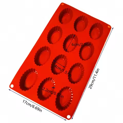 12 Hole Oval Egg Shape Silicone Cake Mold Lace Mousse Cake Bread Mold DIY Pudding Jelly Mooncake Mou