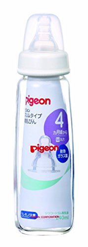 pigeon 細長型嬰兒奶瓶（耐熱玻璃配矽膠中型圓孔奶嘴）240ml