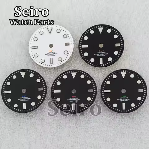NH34 Dial Gmt Watch Face GMT Watches 28.5mm for GMT Master NH35 Calendar Dials Green Luminous Men Wa