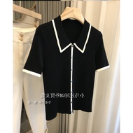 ผู้หญิงฤดูร้อนผ้าฝ้ายถักแขนสั้นเสื้อโปโลสไตล์แฟชั่น Outlet ขายผ้าไหมน้ําแข็งเส้นด้ายยี่ห้อ