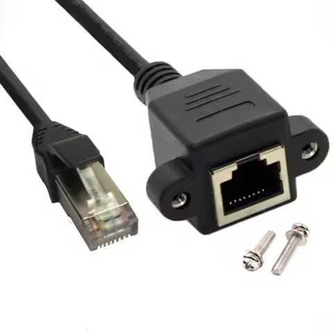 CAT6e CAT5e RJ45 Male to Female Shielded FTP STP UTP Extension Cable with Panel Mount Screw Lock 8P8