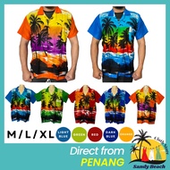 [SANDY BEACH] Men Floral Hawaii Shirt Summer Beach Shirt Baju Bunga Hawaii Kain Batik Baju Pantai Le
