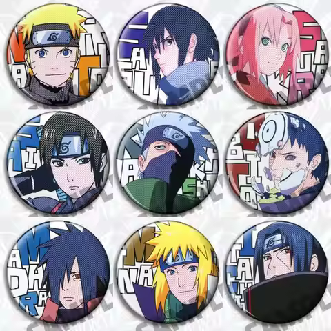 Naruto Anime Badge Pin Set Itachi Uchiha Madara Sasuke Kakashi Obito Minato Keychain Accessories Col