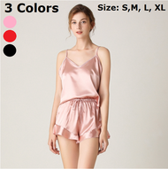 Silk Satin Sleepwear Sexy Nightwear Silk Spaghetti Pajama Set for Women Camisole Loungwear Lingerie