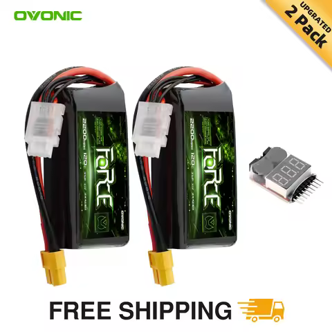 OVONIC 3S LiPo Battery 11.1V 2200mAh Short 120C & Lipo Voltage Checker with XT60/T Plug for RC Airpl