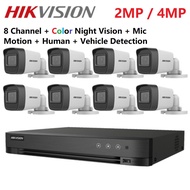 2MP / 4MP Hikvision 8 Channel POE CCTV Package - Hikvision CCTV With Color Night Vision With Mic