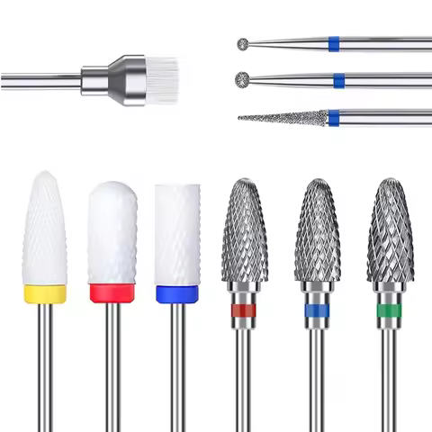 10pcs Nail Bits for Nail Drill,Ceramic Drill Bits for Nails Sets Acrylic,Cuticle Drill Bits for Nail