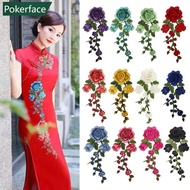 POKERFACE 1Pc Colorful Long String Flowers Embroidery Iron On Patches Sewn Applique Embroidered DIY 