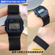 Suitable for Casio Casio F91W Strap Metal Magnetic Small Square Replacement F84/94/105 Extended Modi