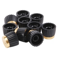 10x Guitar AMP Amplifier Knobs Push-on Black+Gold Cap for Amplifier