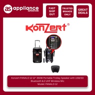 Konzert PANALO 12 12" 350W Portable Trolley Speaker with USB/SD Bluetooth & 2 UHF Wireless Mic