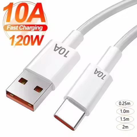 120W 10A Universal USB to Type C Cable 0.3/1M/1.5M/2M Super Fast Charging Cable For Huawei P30 Honor