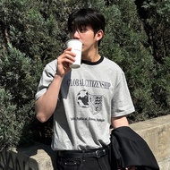 Genuine Korean GLOBAL Contrast Color Neckline Short Sleeve T-Shirt 3 Colors YUPPIE Product 0422