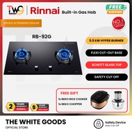 [FREE SHIPPING, + 2 GIFT] Rinnai RB-92G 5.5Kw 2-Hyper Burner Gas Hob With Flexible Cut-out and Schot