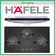 (Hood + Hob Bundle) Hafele 80cm 3 Burner Tempered Glass Cooker Hob + 90cm Semi Integrated Cooker Hood